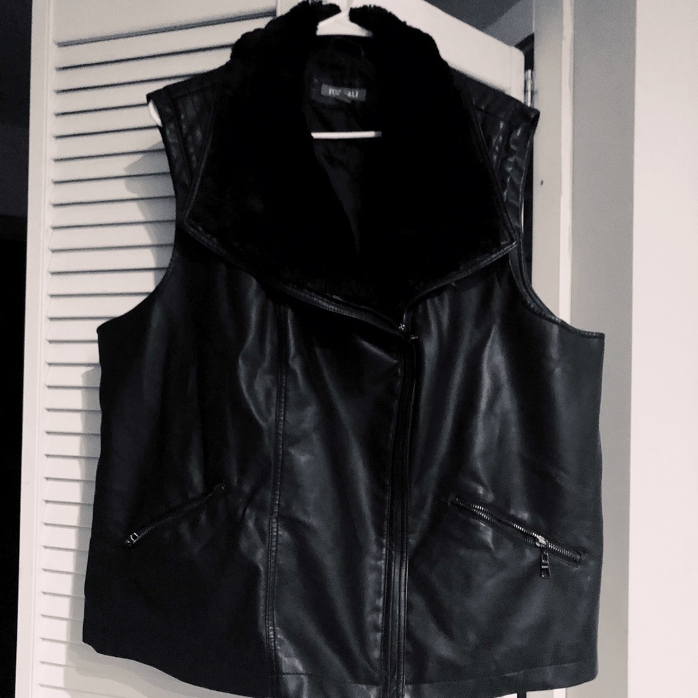 Faux leather coat vest fur (synthetic)